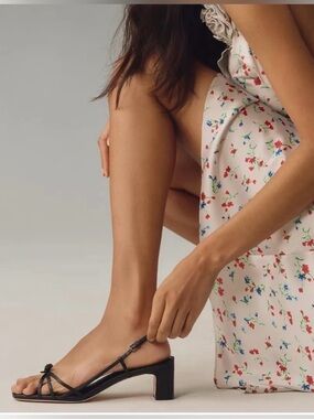 Reformation Sally Bow Slingback Sandal Black Size: 8.5